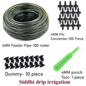 4MM Feederline Pipe (100 Meter) with 4mm Pin Connector(100) p, Dummy hole (10) p, 4mm Punch tool 1